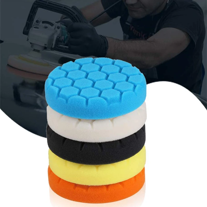 5PCS 6/7 zoll Polieren Kit Polieren Pad Auto Wachsen Schwamm Disk Wolle Rad Autolack Pflege Polierer Pads Auto gadget