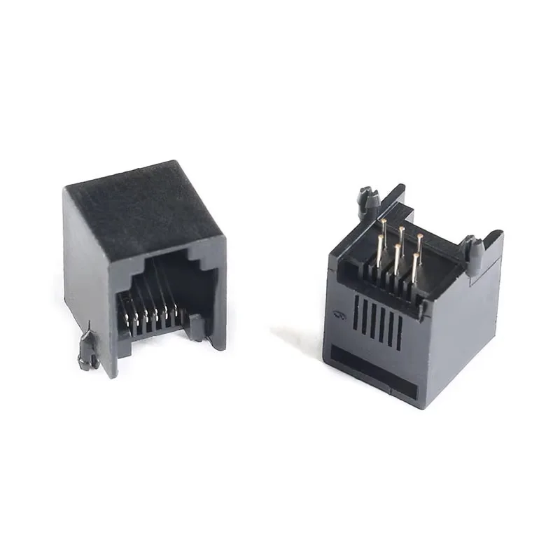 RJ11 Connector Socket Grey/Black 6P6C/6P4C RJ12 Telephone Socket 6-core Crystal Head Female Socket Telephone For Plug Jack