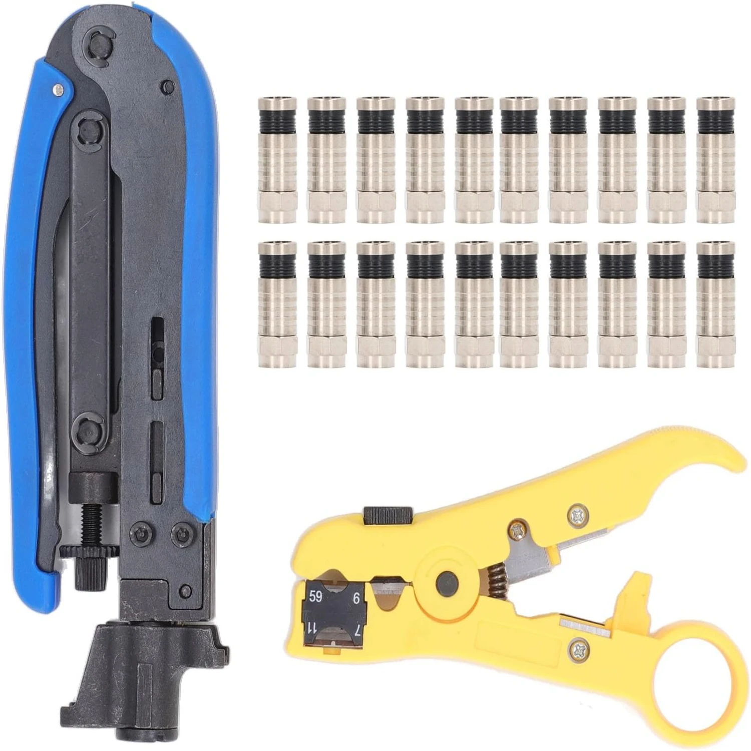 Superior High-Quality Adjustable Professional Coaxial Cable Crimper Stripper Kit for Precise and Efficient Cable Work - Durable