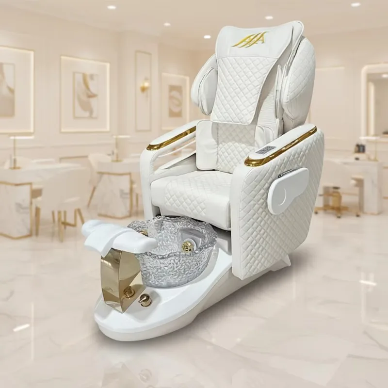 High-end Beauty Nail Art Foot Bath Multi-Function Massage Chair Pedicure Spa Salon Kneading Massage Chair PU Leather Modern