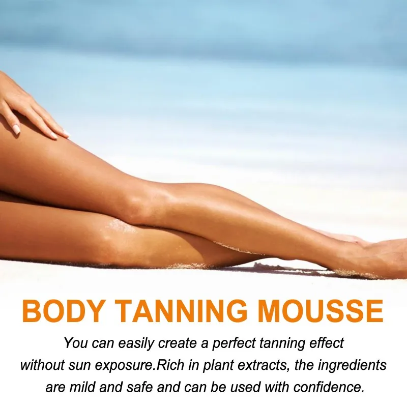 Mousse de bronzeamento solar para praia ao ar livre, hidratante, cor de trigo natural e moderna, faça sua pele exclusiva