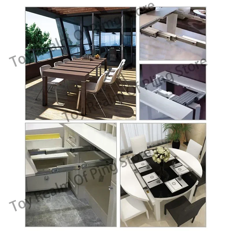 1.8/2.5M Invisible Dining Table Telescopic Guide Rail Aluminum Alloy Multi-Function Folding Extended Push-Pull Rail