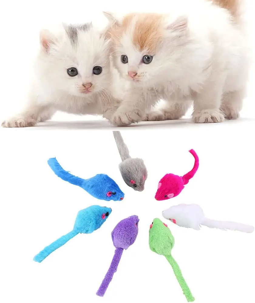 5/10/15pcs Cat Toy Soft Fleece Mouse Cat Toys Funny Playing Toys For Cats With Colorful Feather Plush Mini Mouse Toys Pet Supply