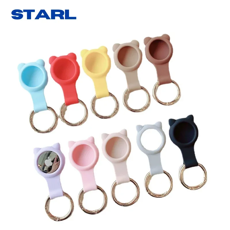 Mini Cute Silicone Case For Airtags Apple Air Tag Protective Sleeve Waterproof Dog Cat Pet Kid Track Airtag Cover Cases Keyring