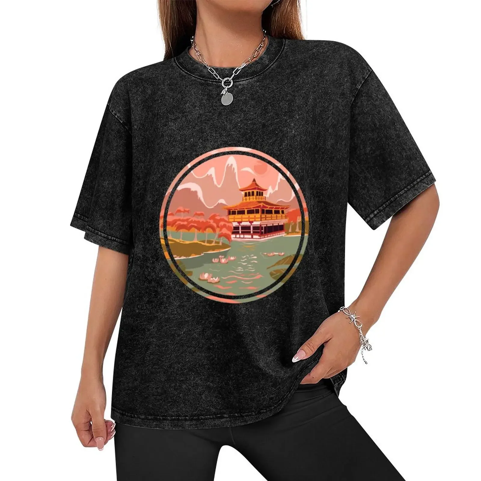 Kyoto Golden Pagoda T-Shirt Aesthetic clothing sweat plus size tops heavyweights t shirt men