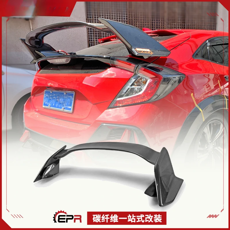 

For Honda 10th Gen Two-Door Civic FK7/FK8 Type R Carbon Fiber Large Spoiler - Fixed Wing Modification Part