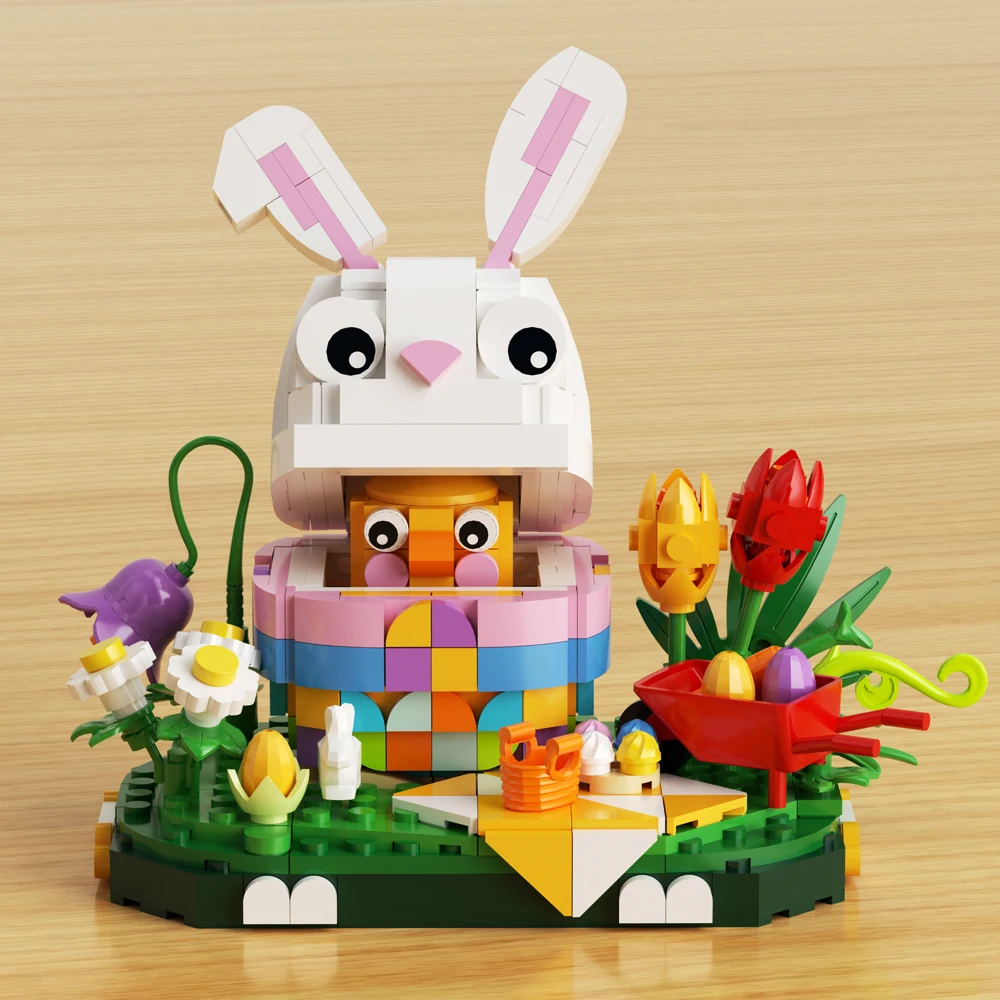 

MOC Bunny Egg Model Building Blocks Easter Bunny Eggs Brick Toys Holiday Toys Decorative Ornaments Children's Gifts