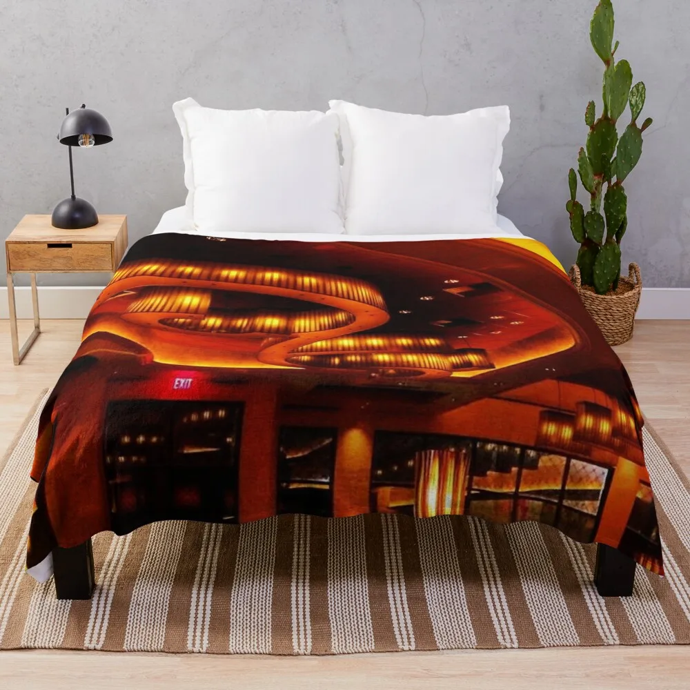 Cheesecake factory, Fancy restrain, bar, lights, lounge Throw Blanket Flannel Blanket Large Blanket Bed covers