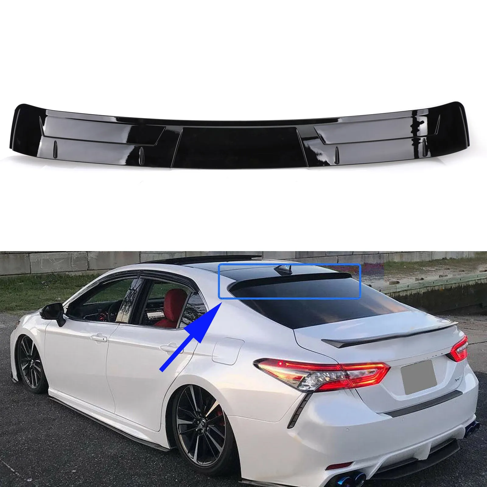 Artudatech Glossy Black Rear Window Roof Spoiler Fit Toyota Camry LE SE XSE XLE 2018-2024