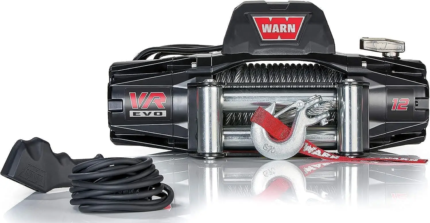 

WARN 103254 VR EVO 12Electric 12V Winch with Steel Cable Wire Rope:3/8"Diameter x 85' Length, 6 Ton (12,000 lb)Pulling Capacity