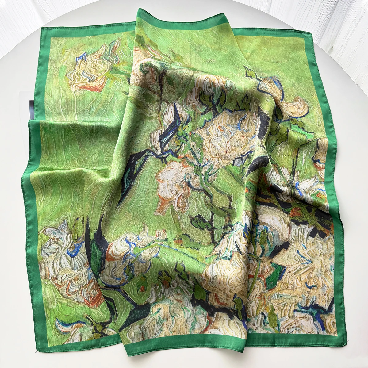 2026 Damen Eleganter Schal mit Ölmuster, Imitationsschals, quadratische Haarbänder, Foulard, Damen-Bandana, Halstuch, Stirnbänder – Detail 12
