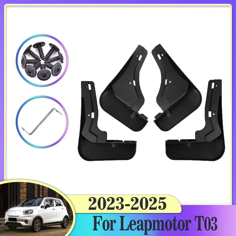 

Car Mud Flaps For Leapmotor T03 2023 2024 2025 4PCS Mudguard Fender Front Rear Fender Wheel Cover Anti-splash Guard Accessorie