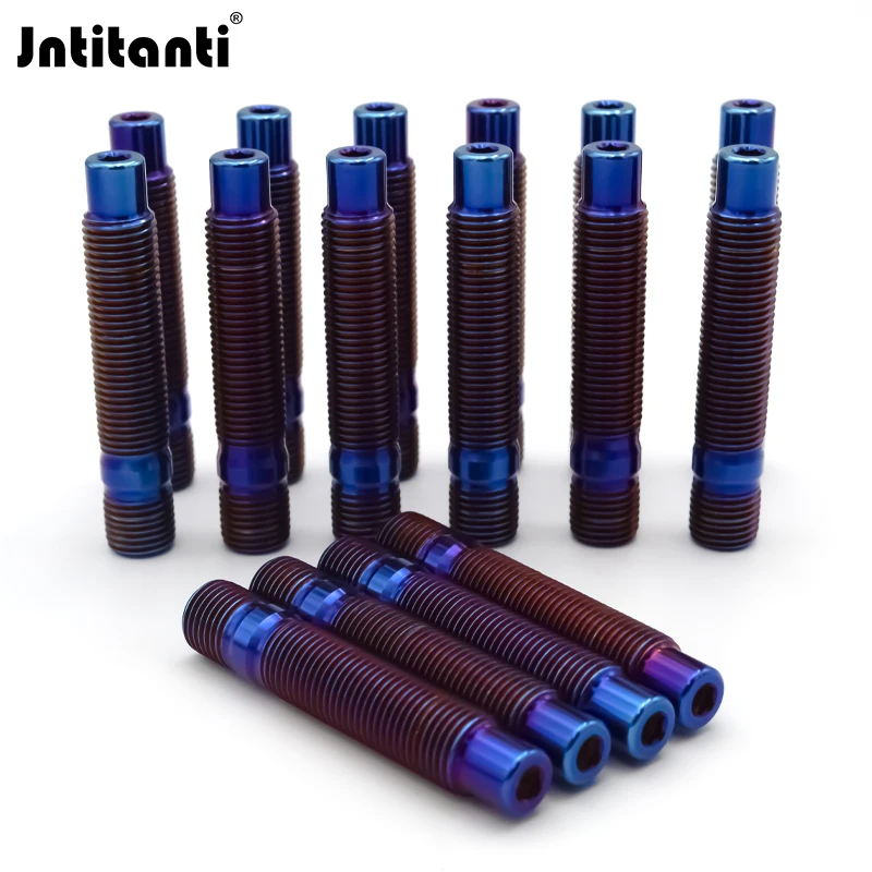 

Jntitanti с двойной резьбой Gr.5 Titanium Ti-6Al-4V, преобразующие колесные шпильки M12x1,5 мм, колесные болты с гайкой с наконечником для BMW MINI LUTOS