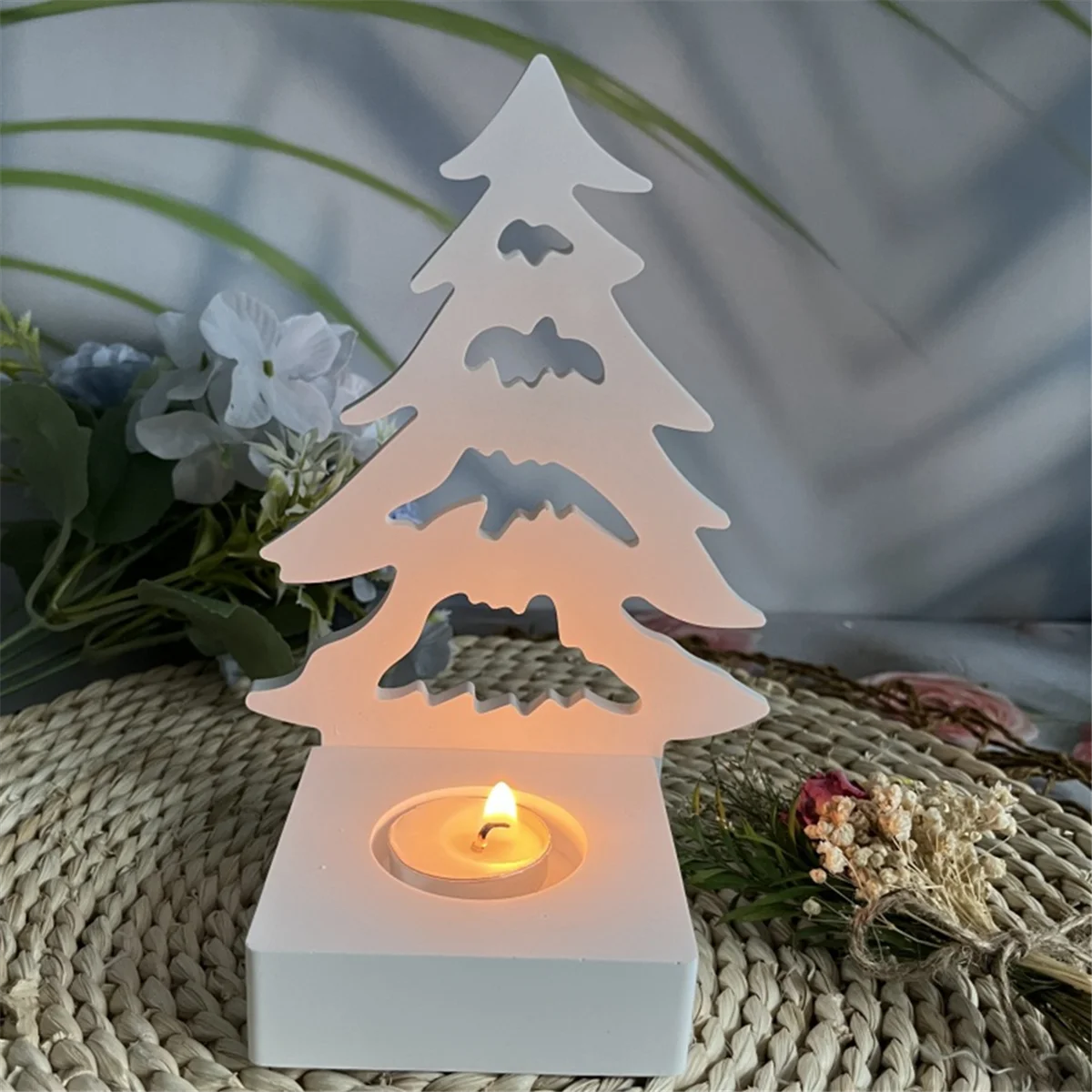 

Christmas Tree and House Silicone Mold Set for DIY Cement Plaster Casting, House Tree Combination Decoration Mold