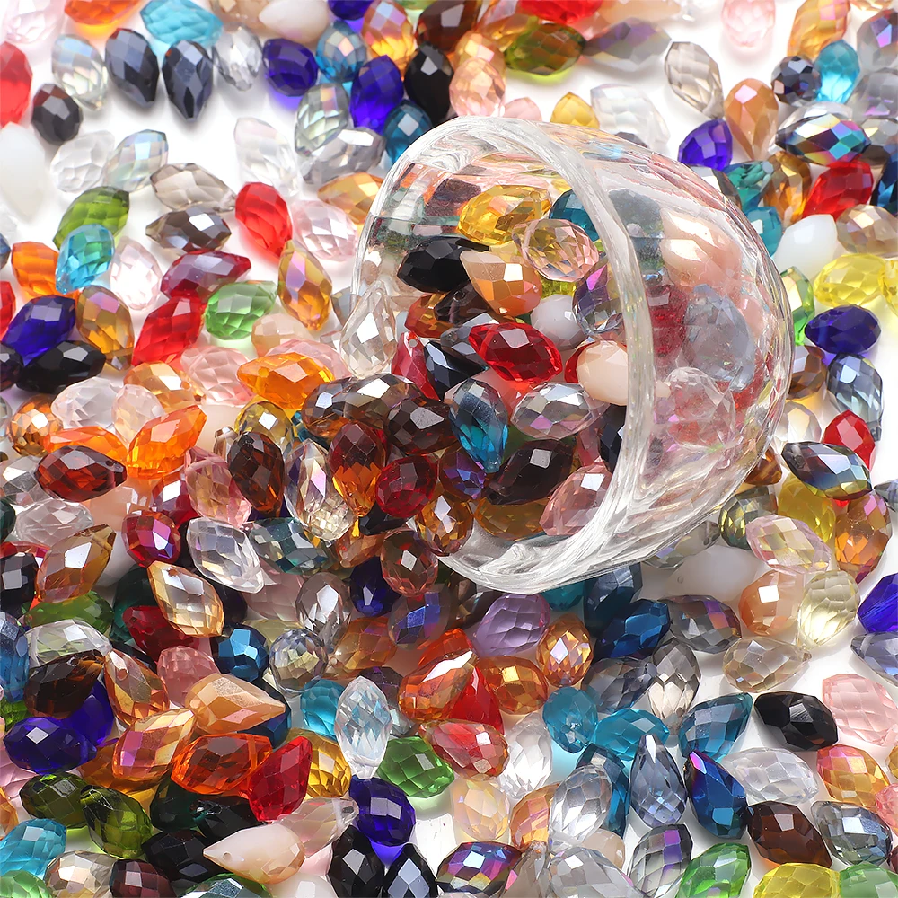30 stks/partij Groen Kristalglas Facet Teardrop Losse Kralen Ambachten 8x13mm voor Sieraden Maken Ketting Kledingstuk DIY accessoires