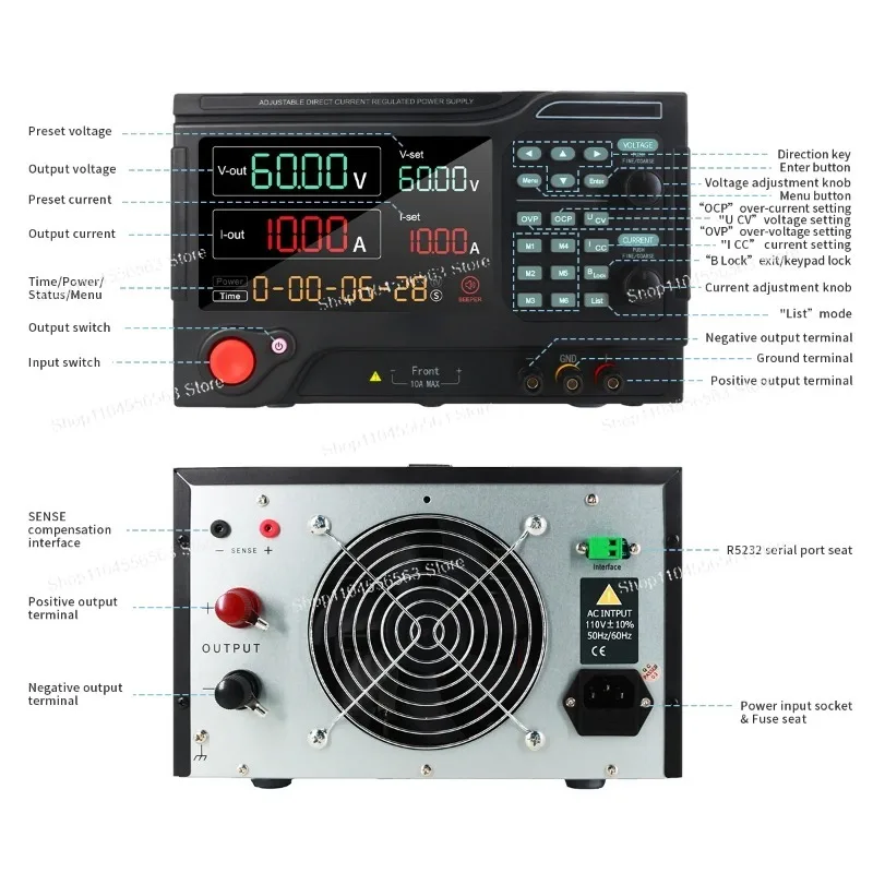 MY-K40003PE Programmable DC Regulator – 0-400V 3A 1200W Lab Power Supply, Adjustable Switching Mode