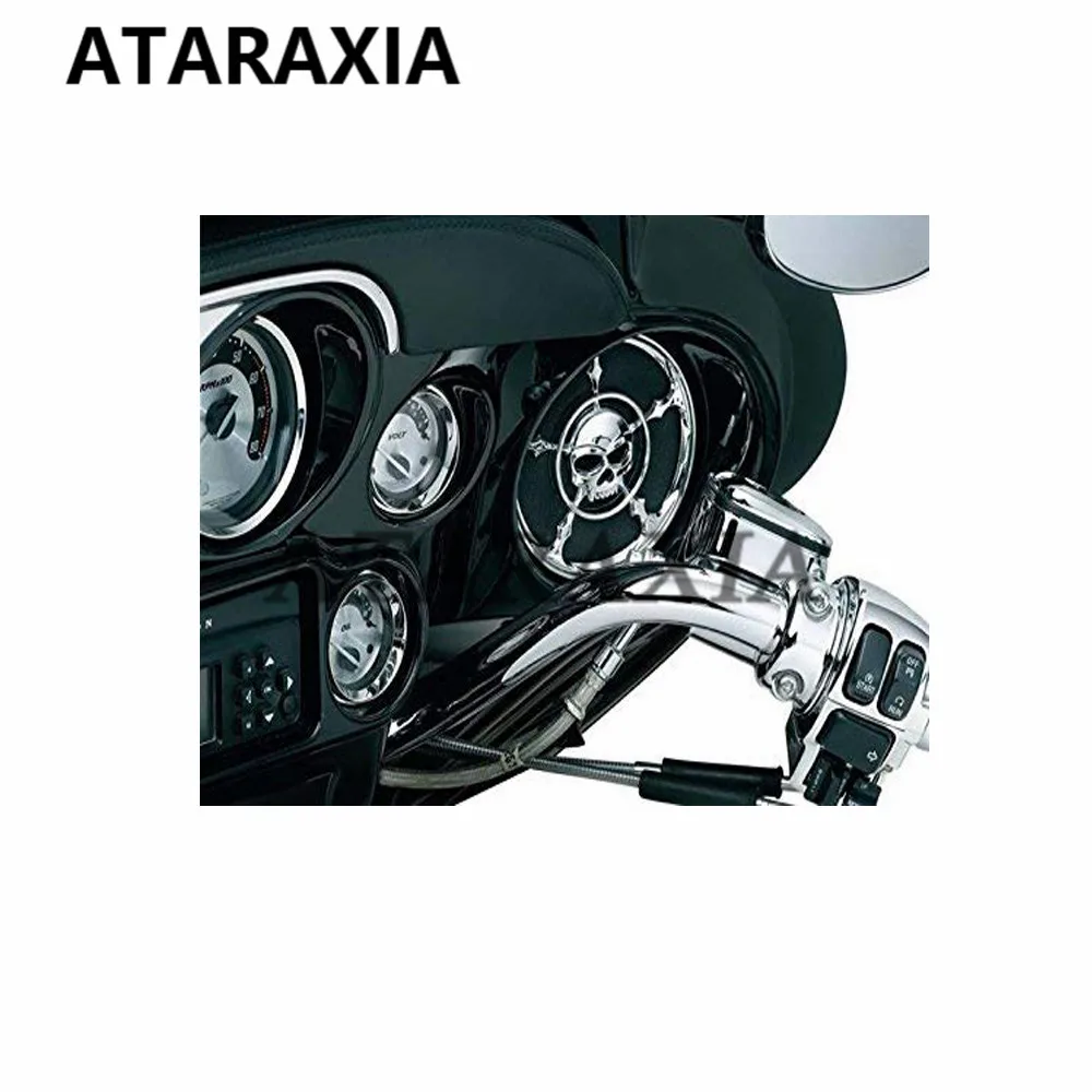Akcesoria motocyklowe 5-1/2 "chromowana czaszka głośnik tapicerka osłona grilla dla Harley Touring 2014-2023 Electra przemieszczanie się po ulicy Trikes — zdjęcie 5