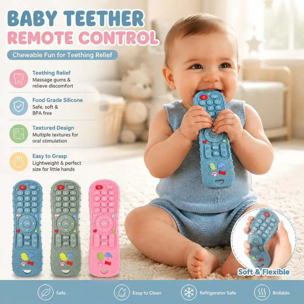 Baby Teething Toy Novelty Silicone Baby Toys TV Remote Control Shape Teether Toy Sensory Education Baby Toys Accessories