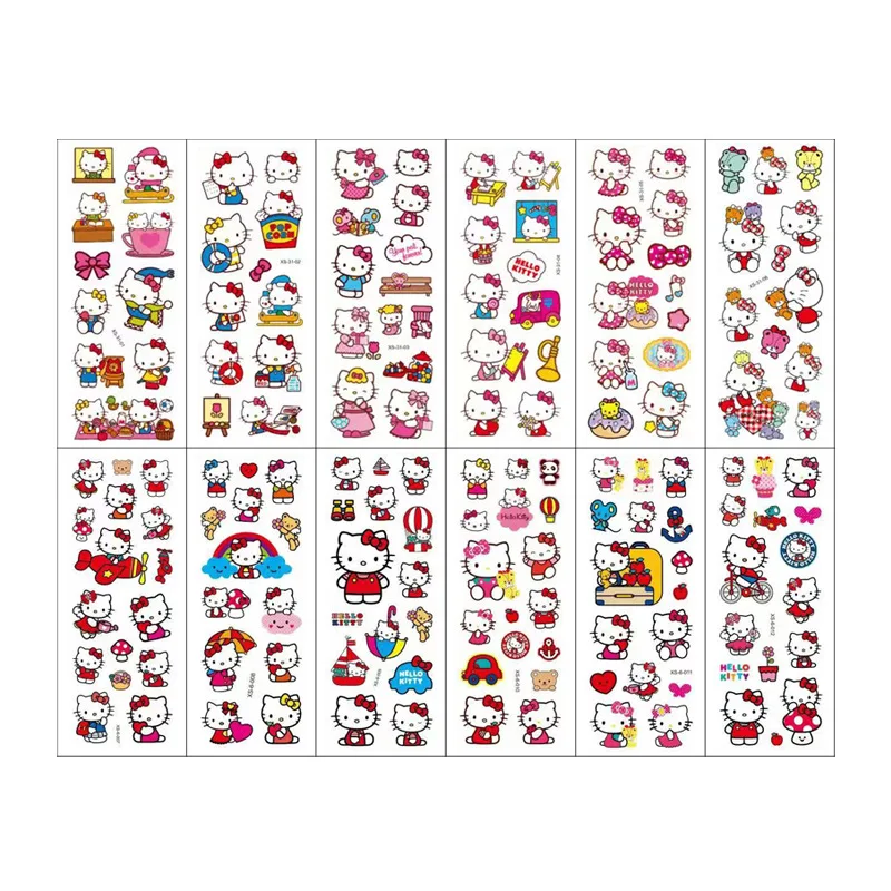 12pcs Hello Kitty Bubble Stickers Kawaii Three-Dimensional 3d Sanrio Stickers Cute Cartoon No Repetition Kids DIY Toy Sticker