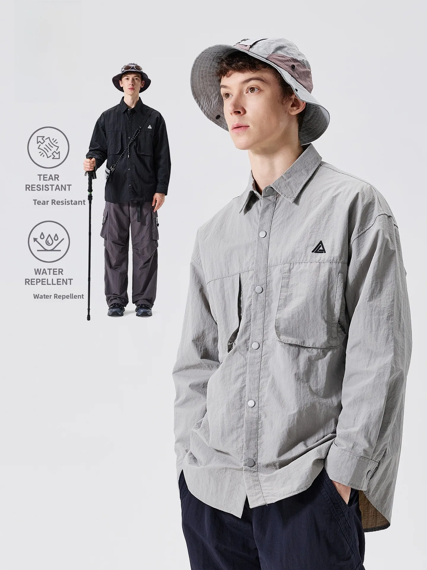 

LAZY DAY Men's Outdoor Climbing Shirt Long Sleeve Waterproof Wear Resistant Spring Autumn Lightweight Windproof Workwear