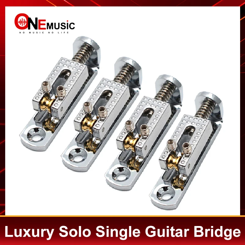 4Pcs 4-String Solo Single Guitar Bridge with Wrench Screw for 4-String Guitar Cigar Chrome-Gold-Black