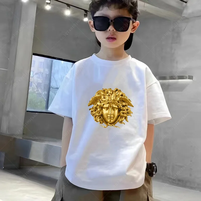 Summer Kids Clothes Streetwear Luxury Print Brand T Shirt Short Sleeve Tops Tees Boys Girls Tops Cotton TShirts Fashion Children