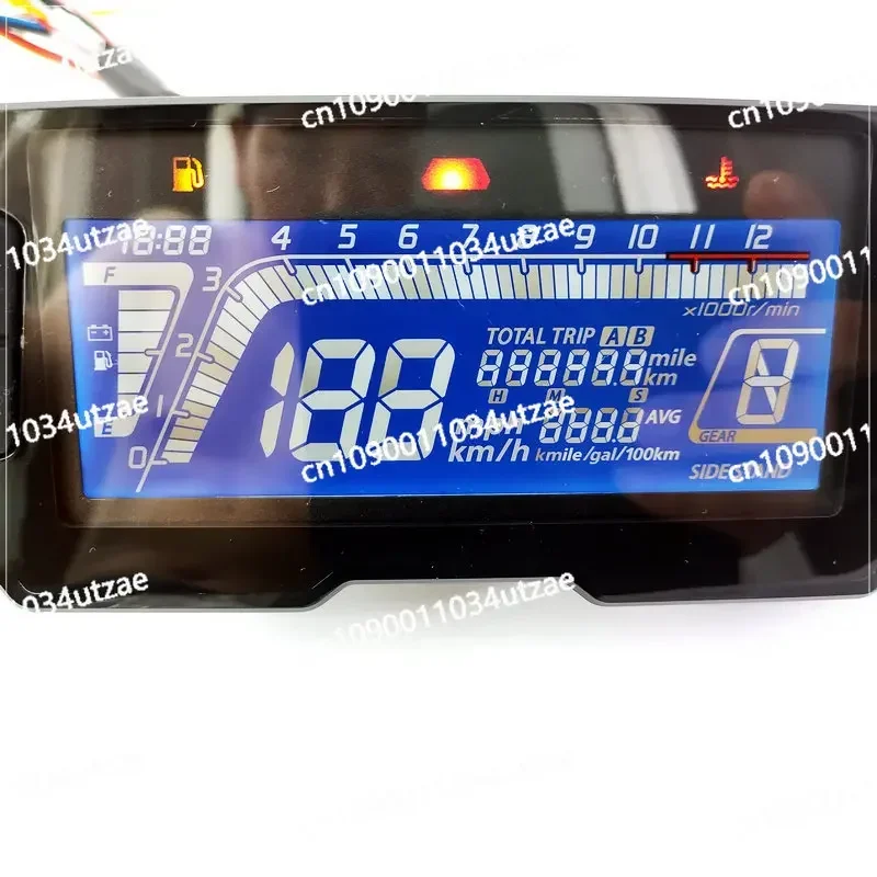 Motorcycle Naked Car Modified Blue Screen LCD Instrument Speed Adjustable 1-6 Gear 2 Cylinder 4 Cylinder