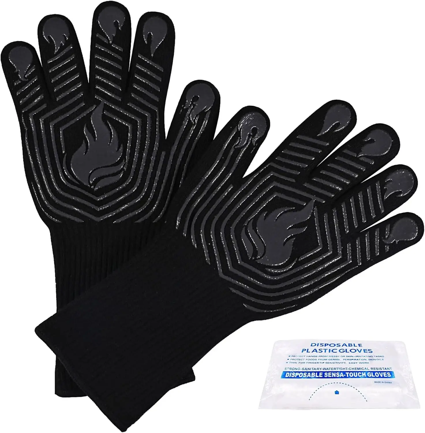 

1472°F Heat Resistant BBQ Gloves, Non-Slip Silicone Grilling Mitts, Washable Oven Gloves for Cooking Baking Camping