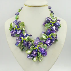 Charm. DIY hand woven natural shell flower necklace. Dress up fashionable women party Classic jewel