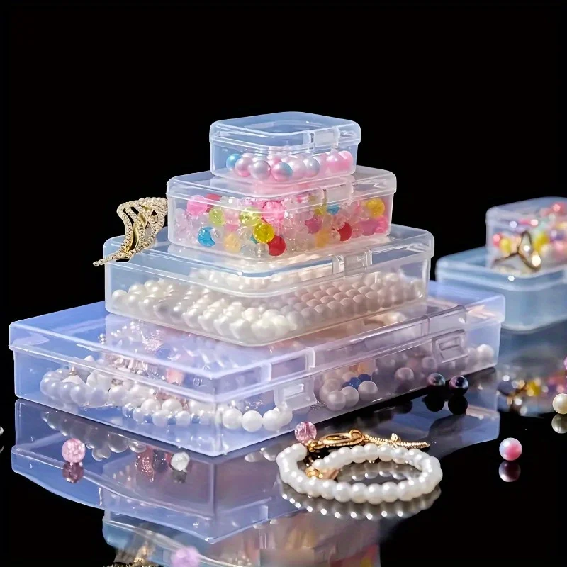 24pcs transparent plastic storage box with open and closed lid  jewelry, office supplies and game classification
