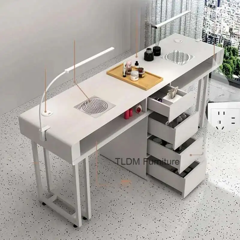 

Nails Salon Furniture For Beauty Salon Led Table Manicure Wholesaler Color Pink Desk Doing Nail Reconstruction Tech Supplies Set