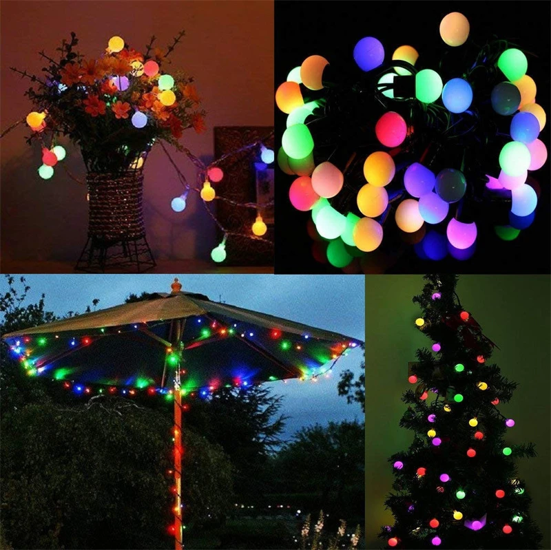 Ao ar livre solar bola redonda luzes da corda solar globo luzes para festa de casamento decoração de natal jardim luzes de fadas