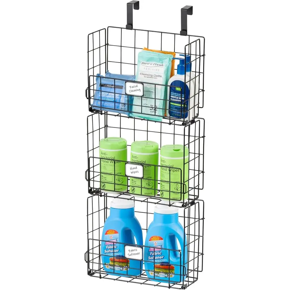 

Органайзер IRIS USA для двери, 3 шт., подвесная или настенная металлическая проволочная корзина, полка для специй, для ванной, шкафа, прачечной
