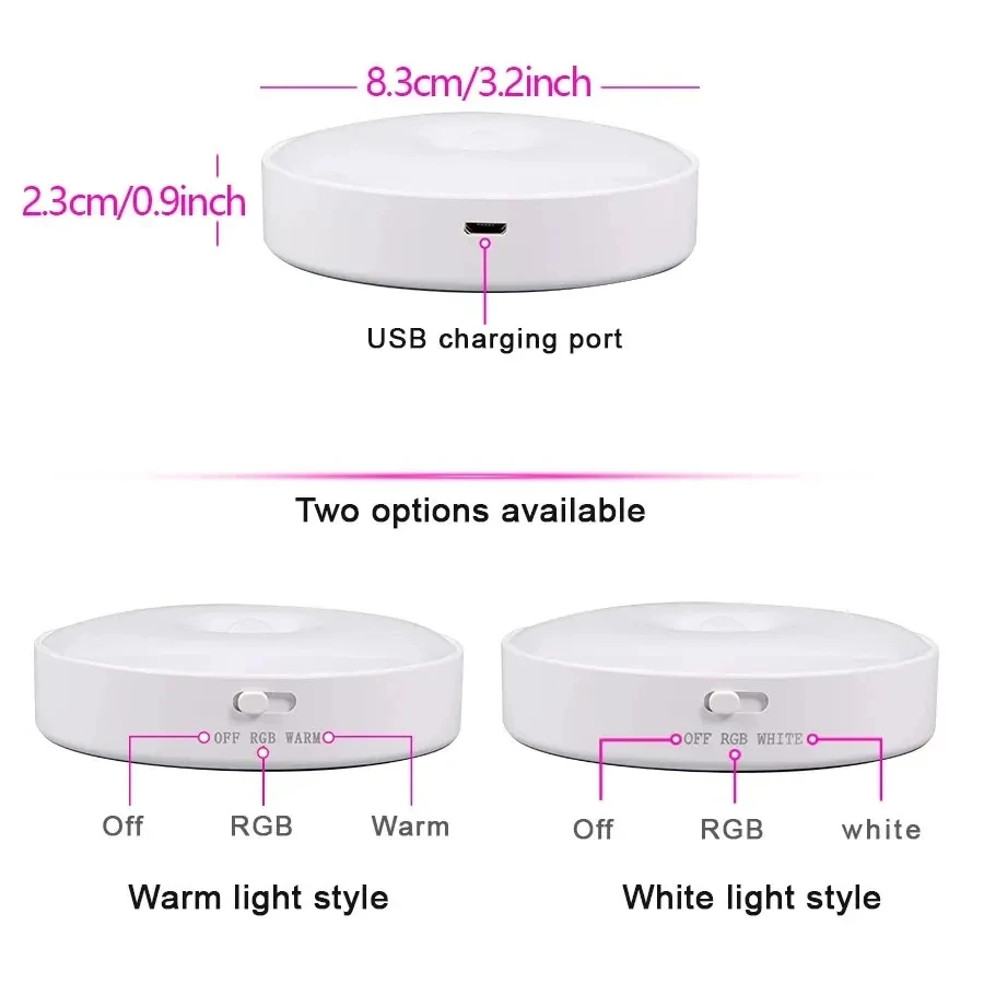 Rechargeable LED Under Cabinet Lights Motion Sensor Night Light Smart Lamp For Stair Kitchen Closet Cabinet Wardrobe Lighting