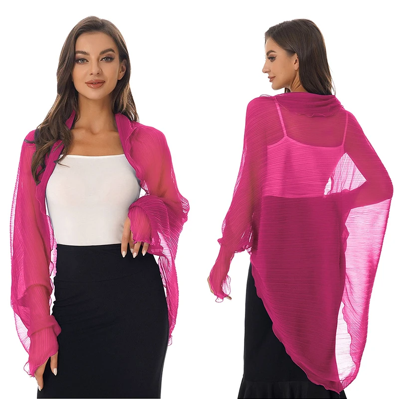 2024 Szale Letnia Plaża Seksowne Kobiety Moda Solidna Szyfonowa Smock Bikini Cover Up Luźna Bluzka Przeciwsłoneczna Wygodne Poncho Hot