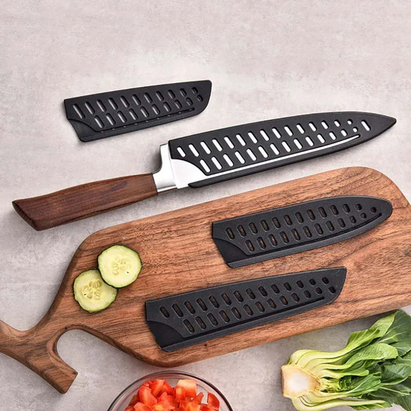 Kitchen Knife Sheath Black Plastic Knife Covers Knife Blade Protector Cover Edge Guards Case Kitchen Accessories 3.5-10 Inches