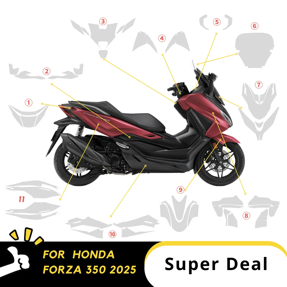 

For Honda Forza 350 2025 PPF TPU Protective Film Full Body Paint Protection Scratch Resistant Kit fo forza 350 2025