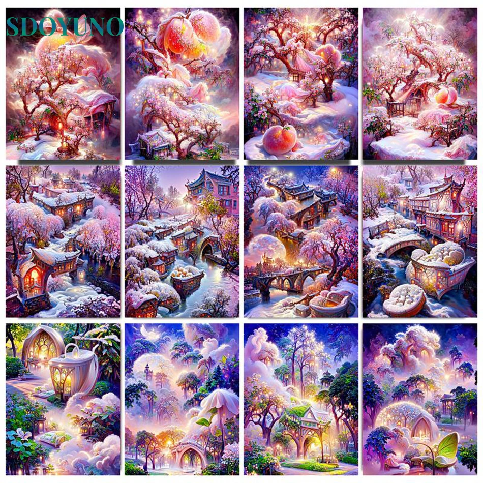 

SDOYUNO Painting By Numbers Fairyland Scenery Acrylic Oil Painting Hand Painted Art Gift DIY Picture By Numbers Kits For Home De