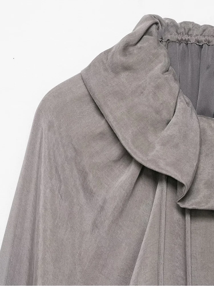 Damski zestaw: kurtka bomberka, spodnie, styl casual, rękaw latarnia, oversize, zapinana na zamek, vintage, jednolite, proste spodnie, jesień, cienki, streetwear