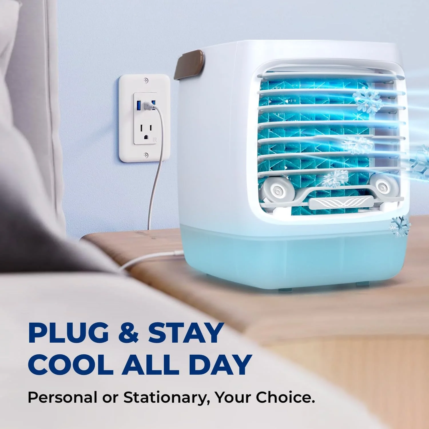 2.0 Evaporative Air Cooler for Room - Speed  Portable Swamp Coolers with Humidifier | Indoor Personal Cooling Unit In Bedroom,