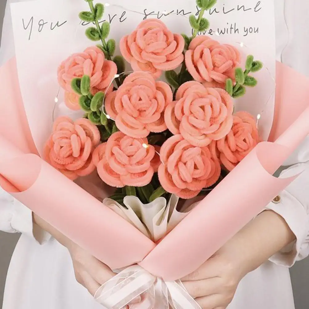 1 Set scovolini artigianato flessibile pieghevole filo colorato ciniglia steli fai da te tulipano Bouquet fare Kit bambini ragazza fai da te fiore