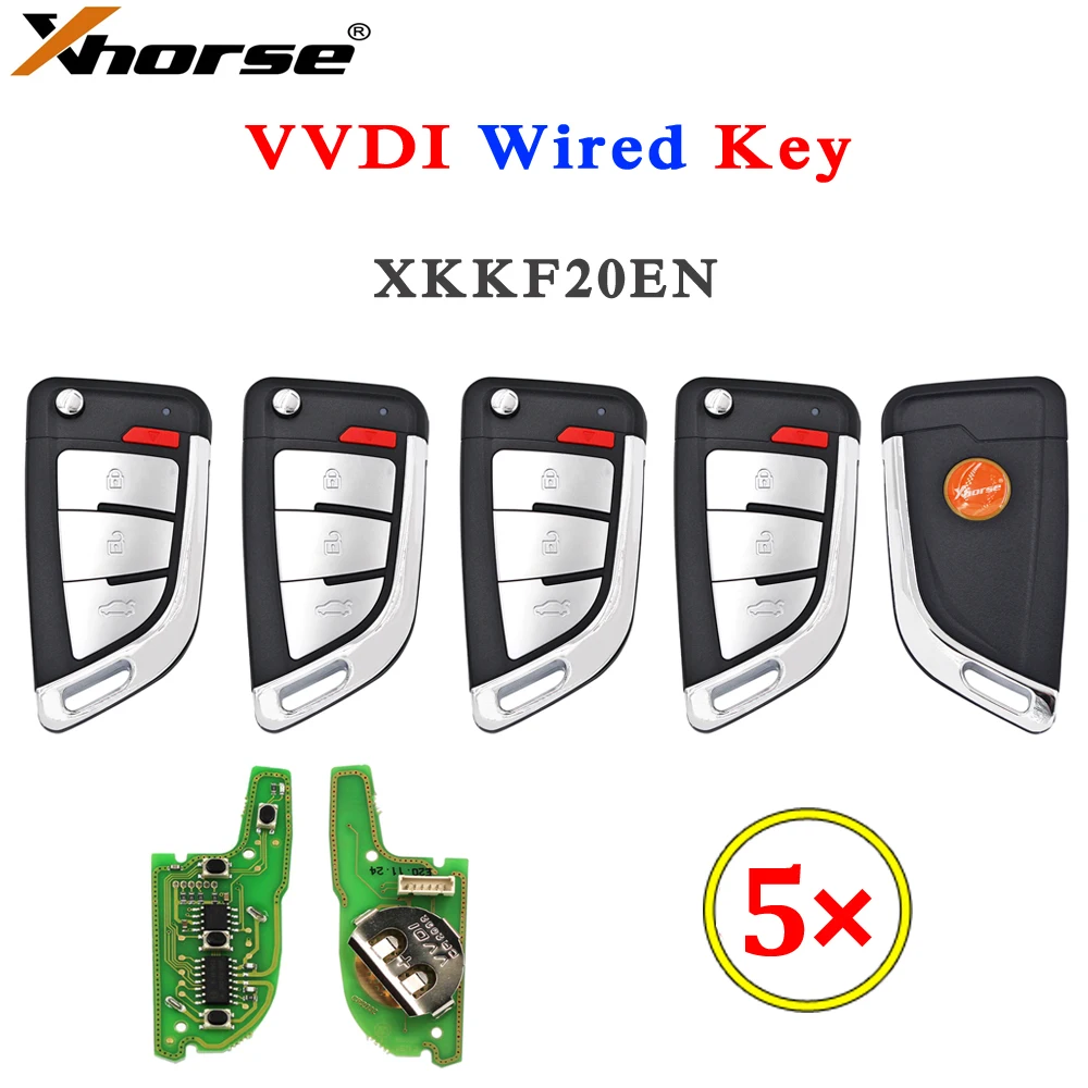 

5Pcs/10Pcs Original XHORSE XKKF20EN VVDI Wire Remote Key Knife Style Work with Xhorse VVDI Tools