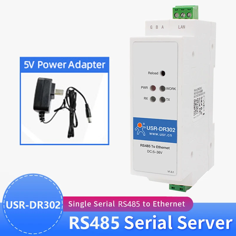 USR-DR302 Din 레일 직렬 RS485-이더넷 TCP IP 서버 모듈, 이더넷 변환기, Modbus RTU-Modbus TCP 유닛 3