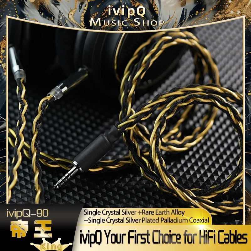 ivipQ-90 King الرائد الصوت المنزلي مخصص HiFi سماعة ترقية كابل 4.4 مللي متر HD800 ل Elear Utopia AKG K812 SUSVARA HE1000