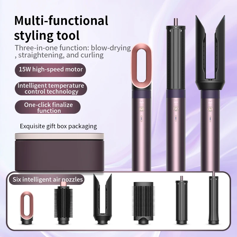 7 in 1 Multi Hair Dryer Styler Auto-Curling Barrel Hot Air Brush Soft Straightening BrushNegative Ion Fast Dry Nozzle Gift Box view 4