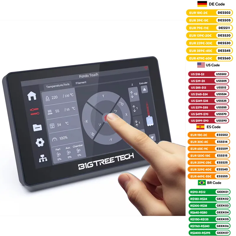 

BIGTREETECH Panda Touch Screen For Bambu Lab P1S P1P Bambulab A1 X1 3D Printer Multi-Printer Wireless Control Klipper Screen