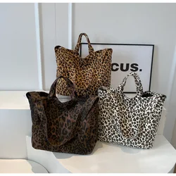 Tote Bag Woolen Leopard Print Fashion High-Capacity Shoulder Bag Pures and Bags Crossbody Unisex Travel Bags