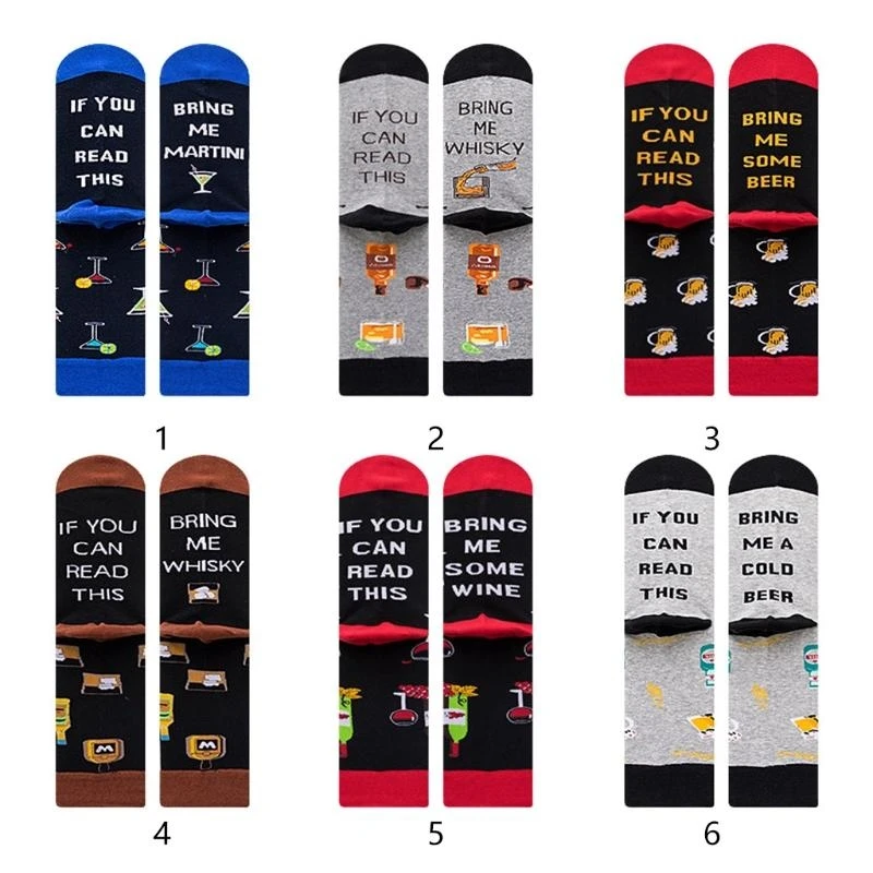 Calcetines largos novedosos con frase divertida para hombre y mujer, puedes este Martini, whisky, cerveza, vino, letras,