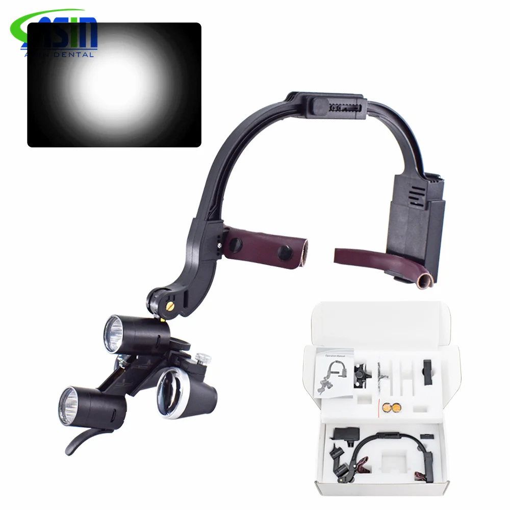 2.5X/3.5X Headband Adjustable Dentist Surgical Headlamp Dentistry Magnifier Dental LED Headlight Binocular Loupes