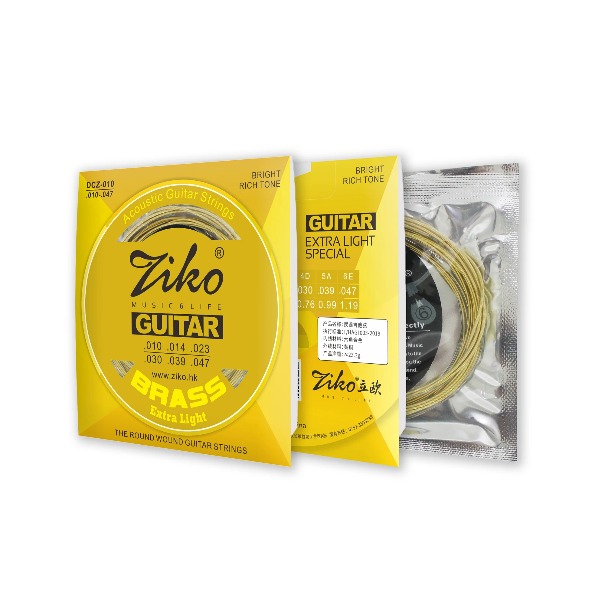 ZIKO DCZ-010 Acoustic Guitar Strings Hexagonal Steel Core Phosphor Copper Wound Guitarra Strings Guitar Parts & Accessories